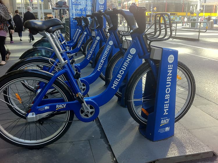 Melbourne Bike Shareの自転車置き場