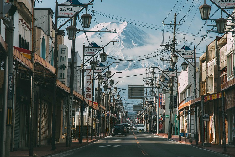 富士山が見える街