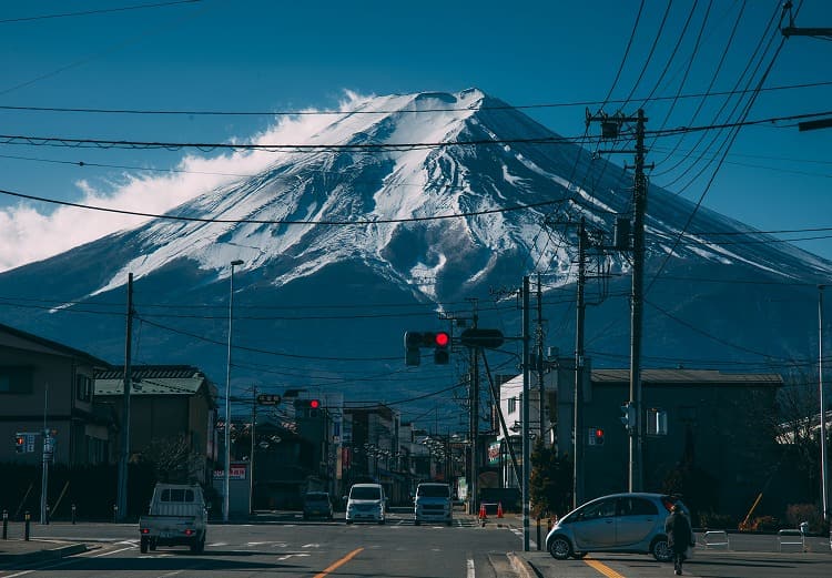 正面から見た富士山