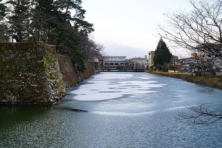 お堀の水が凍っていてきれい